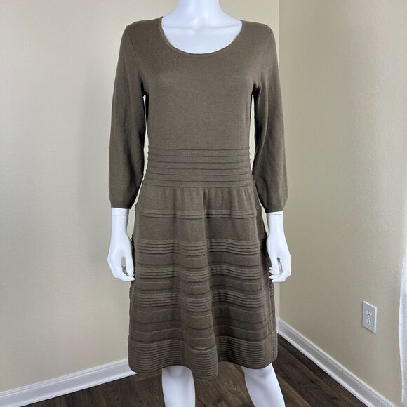 Sundance Women's Size M Sculptured Delight Silk Cotton Sweater Midi Dress Ruffle - Picture 11 of 11